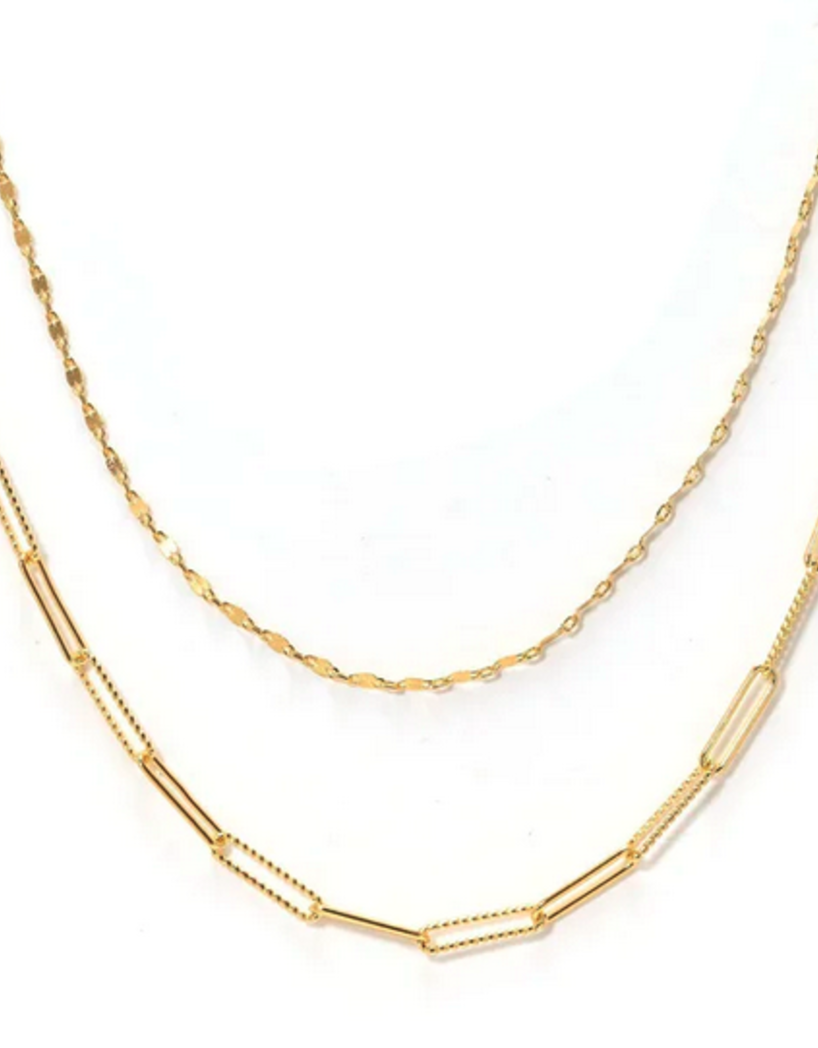 Arlo Paperclip Layered Necklace - Gold