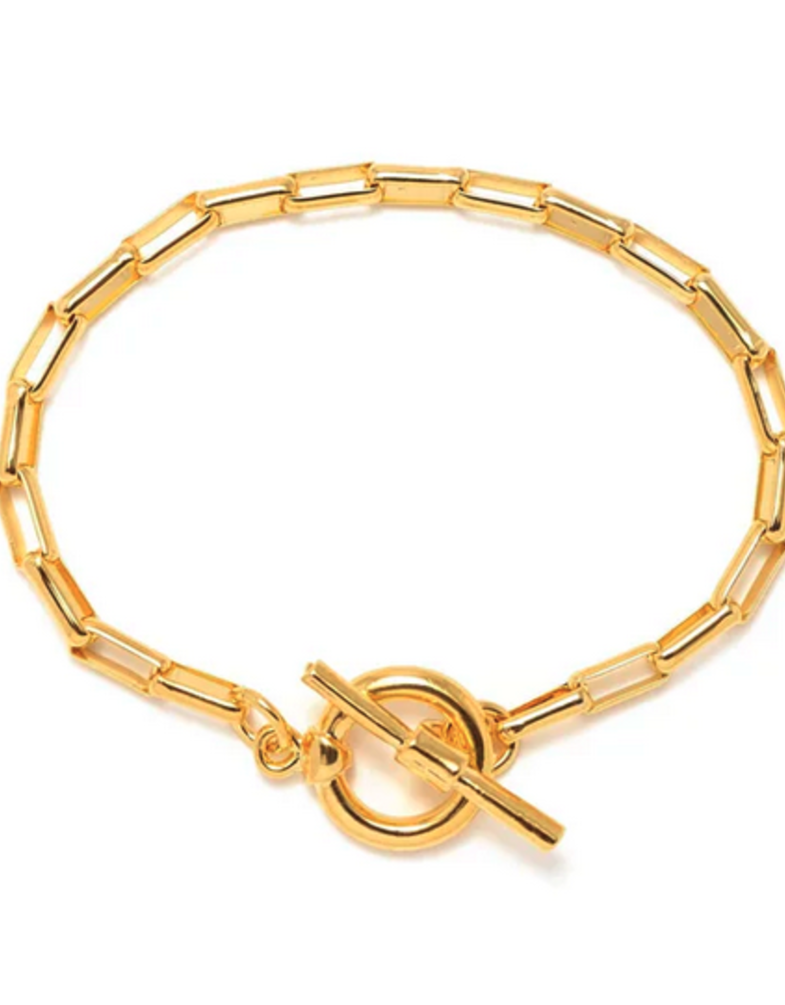 7" Staple Chain Toggle Bracelet - Gold