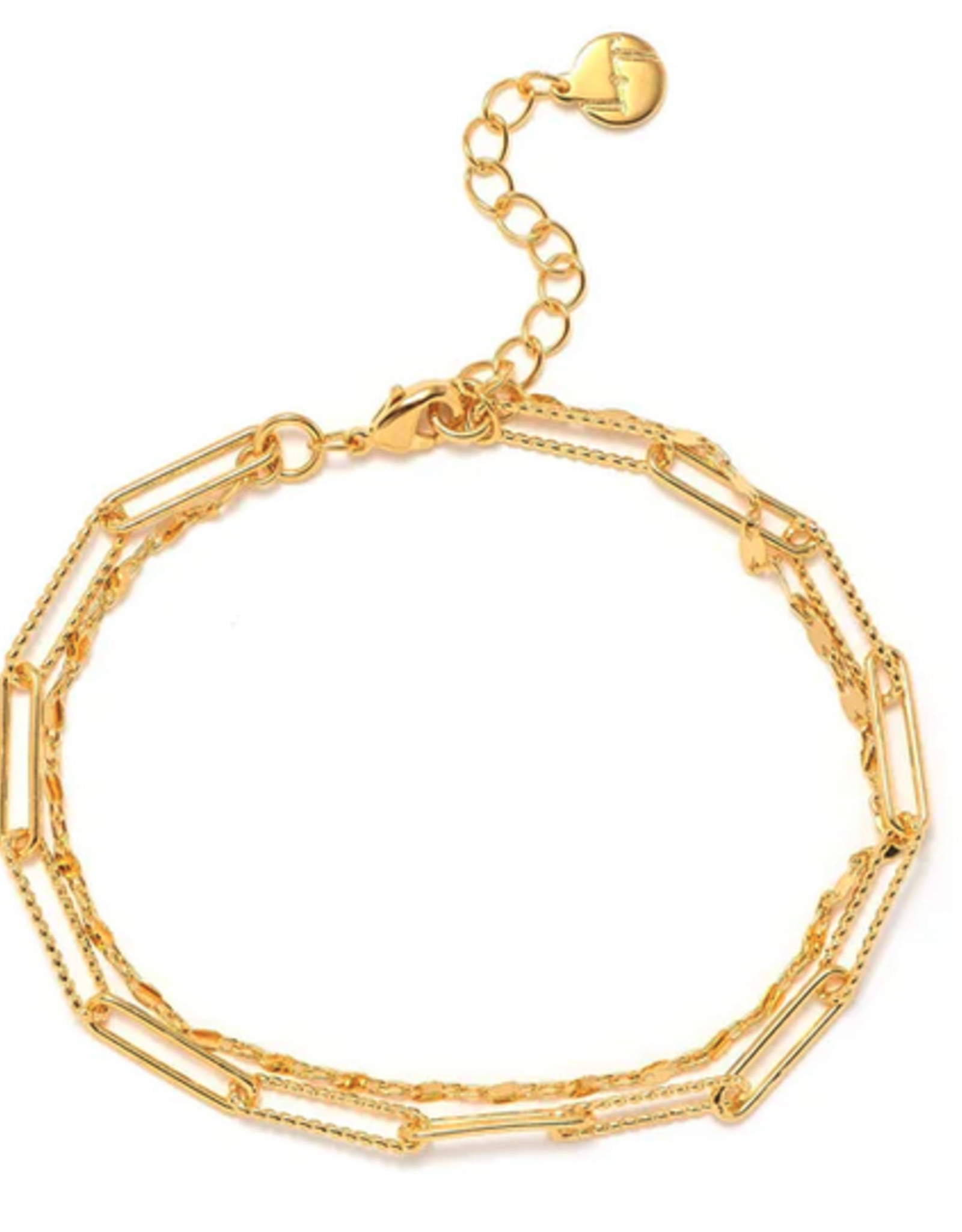 Arlo Paperclip Layered Bracelet - Gold