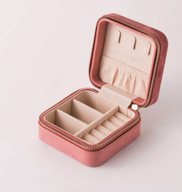 Square Bon Voyage Jewelry Box L4" H2" - Dusty Rose