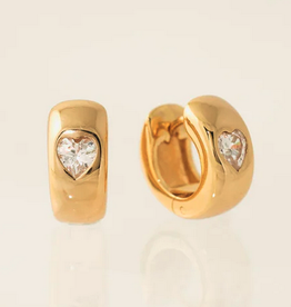 Gold Demi Fine Chunky Heart Huggie Hoop Earrings 13mm