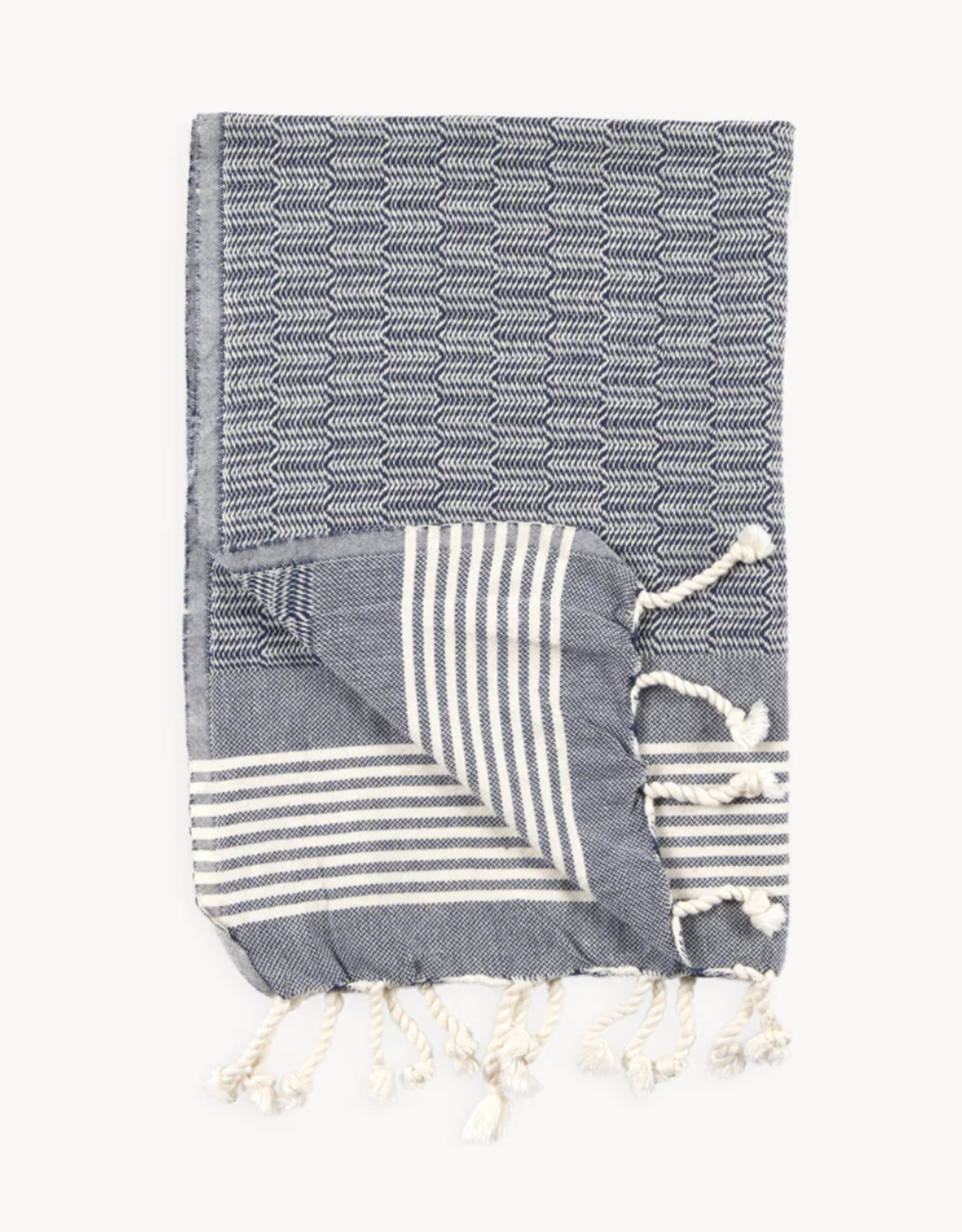 Navy Textured Turkish Hand Towel