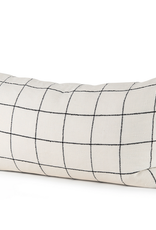 Suzanne White & Black Square Pattern Pillow L26" W14"