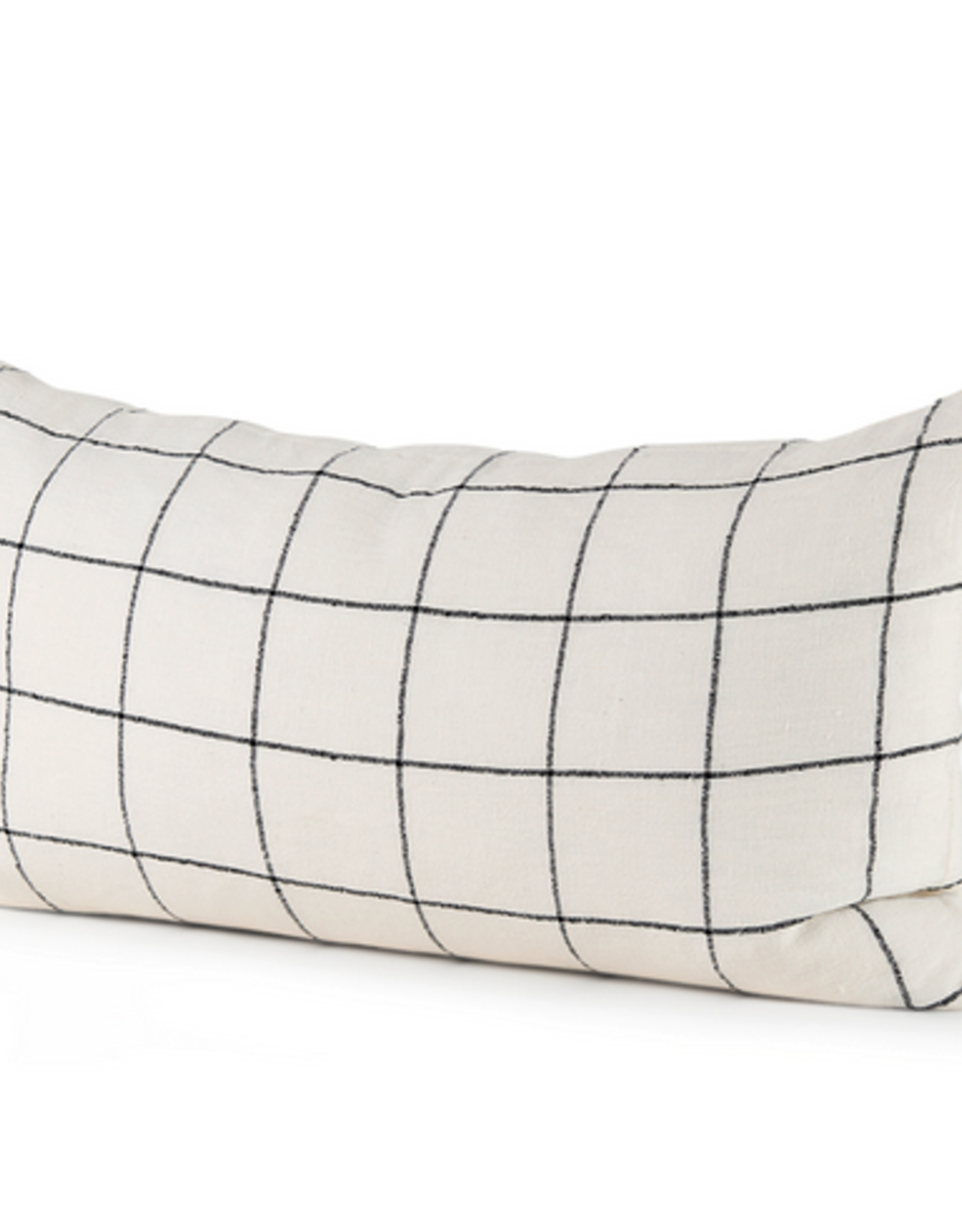 Suzanne White & Black Square Pattern Pillow L26" W14"