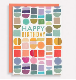 Watercolour Shapes Happy Birthday Card