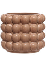 Tan Stoneware Planter with Raised Dots D6"