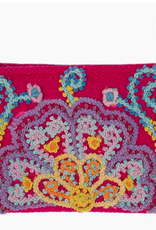 Comina Pink Floral Embroidered Wool Pouch