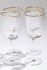 Hammered Wine Glass with Gold Trim
