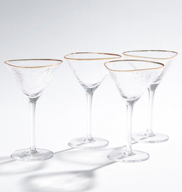 Hammered Martini Glass with Gold Trim