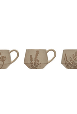 Stoneware Mug with Wax Relief Botanical Image 10oz - Assorted