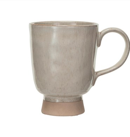 Cream Colour Stoneware Footed Mug H4.75"