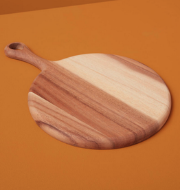 Small Round Acacia Wood Board with Handle D8"