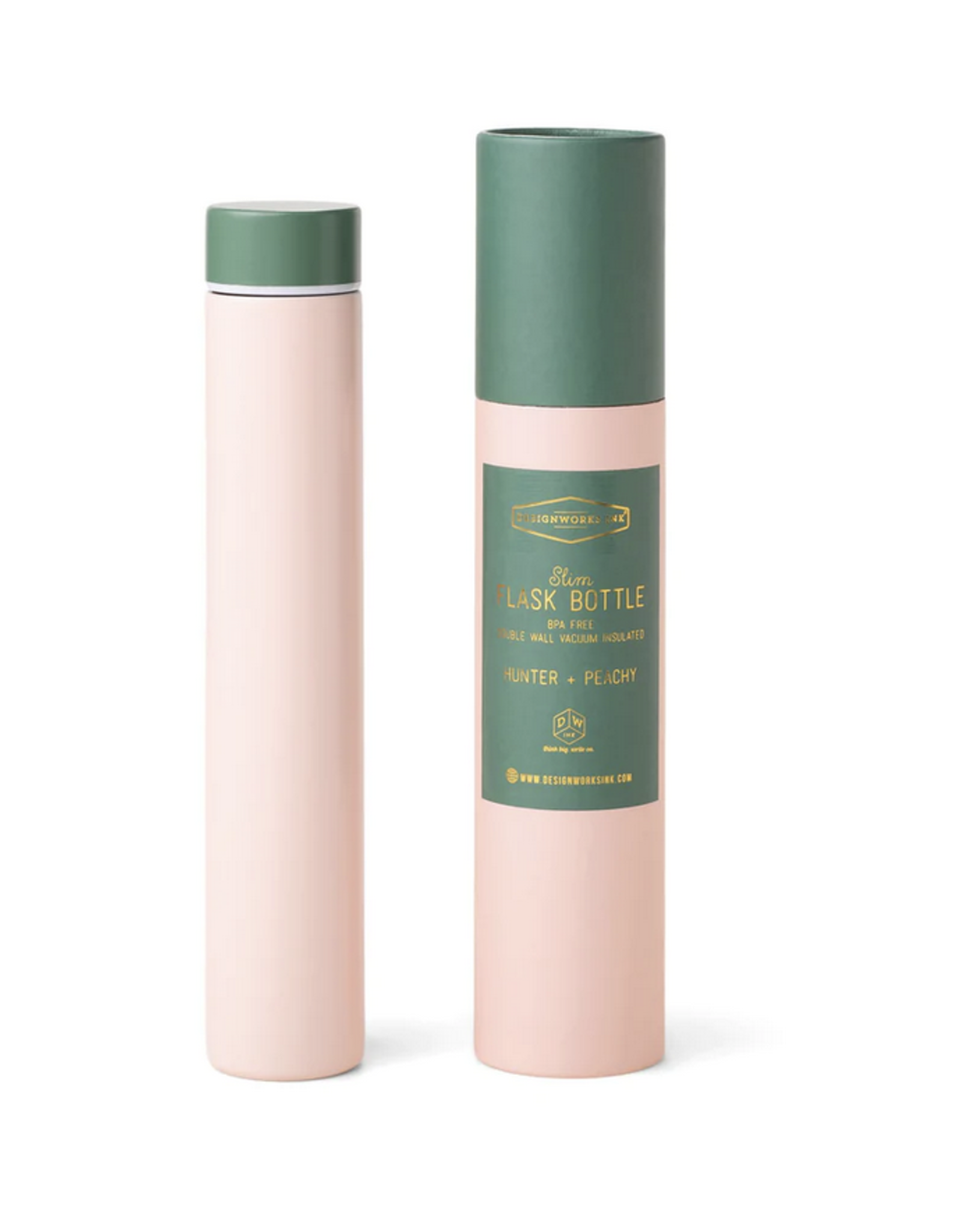 Slim Flask Bottle in Tube - Blush/Green