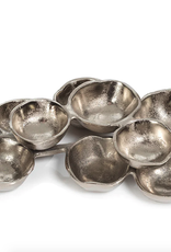 Cluster of 9 Round Nickel Serving Bowls