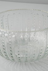 Large Ruffle Glass Lines Bowl D9.5" H5.5"