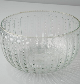Large Ruffle Glass Lines Bowl D9.5" H5.5"