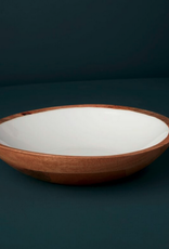 Medium Madras Wood and Enamel Shallow Bowl D10.5"