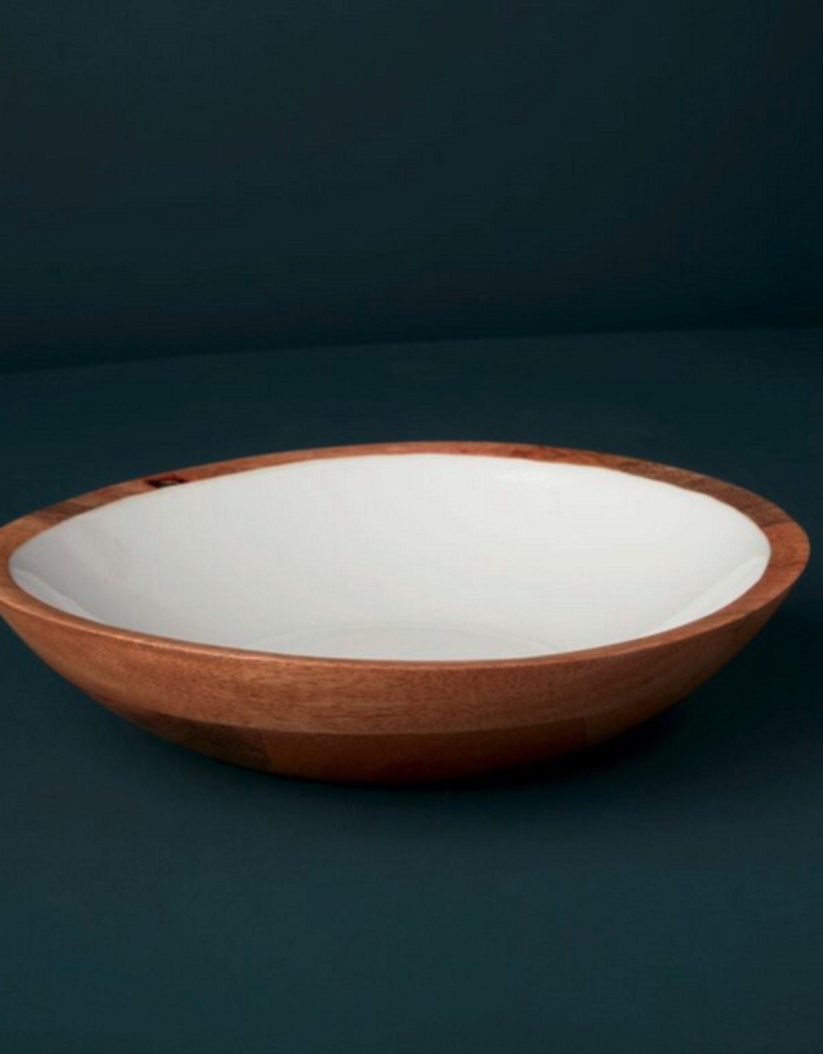 Medium Madras Wood and Enamel Shallow Bowl D10.5"