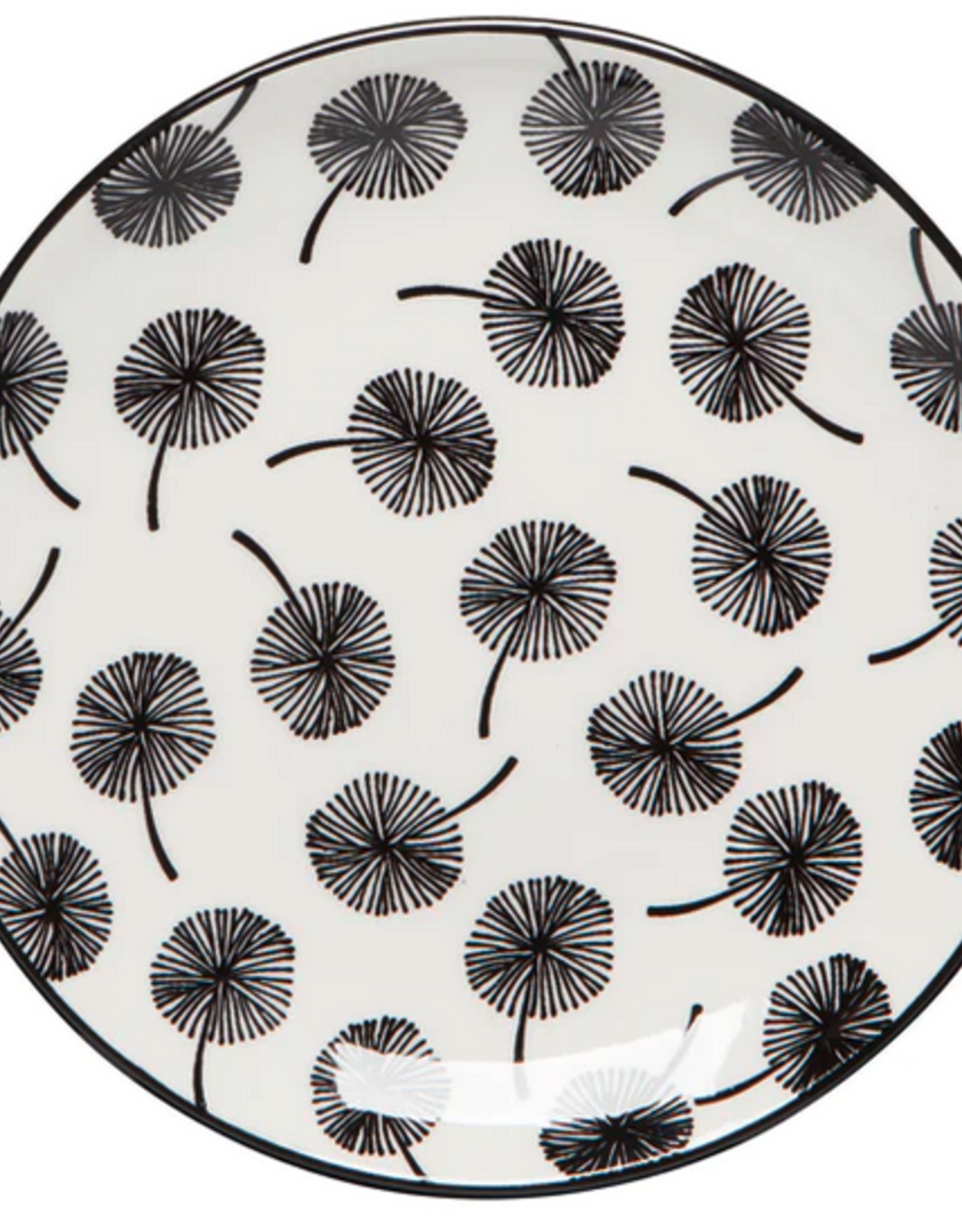 Black and White Dandelion Appetizer Plate D6"