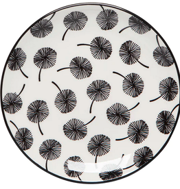 Black and White Dandelion Appetizer Plate D6"