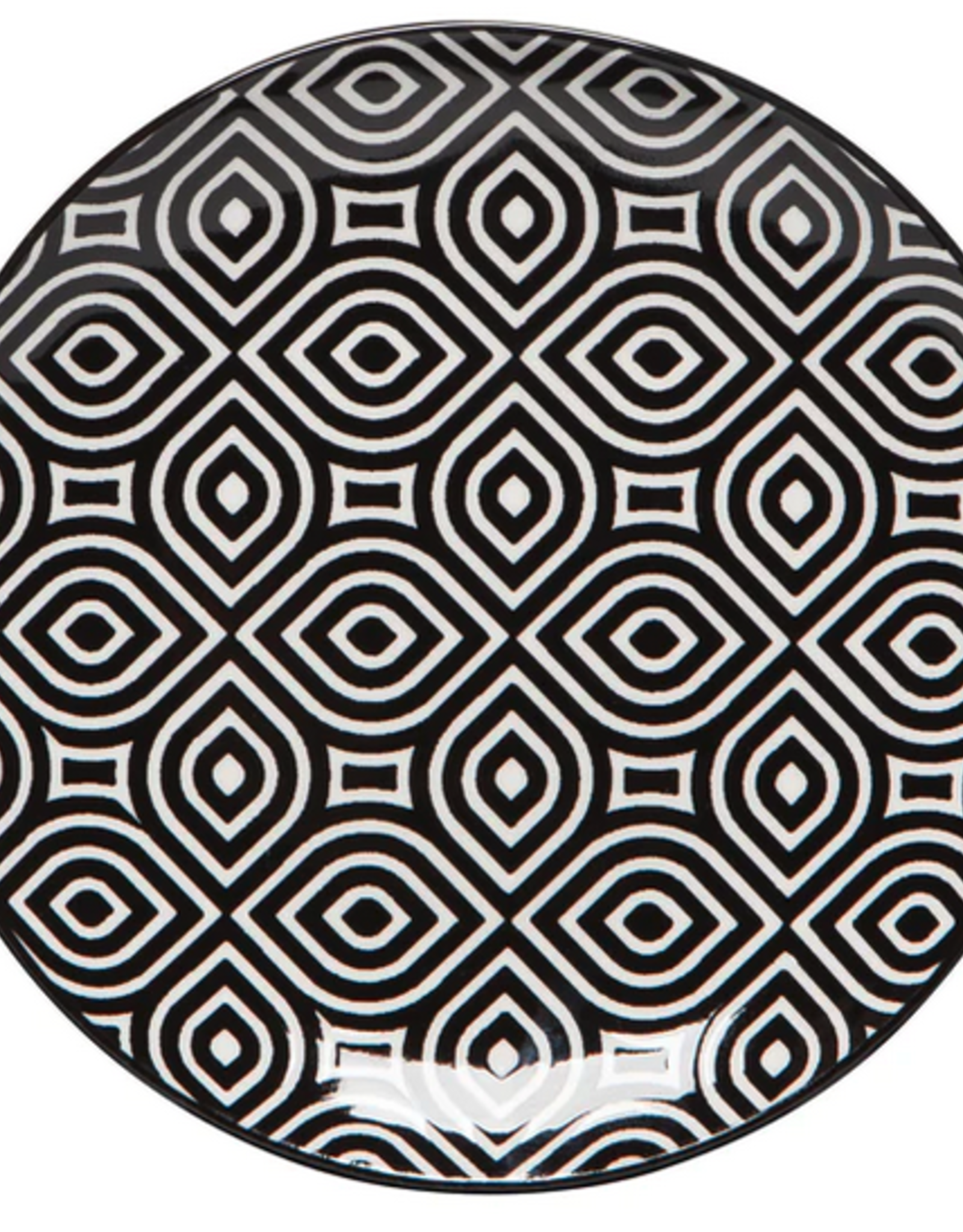 Black and White Geo Appetizer Plate D6"