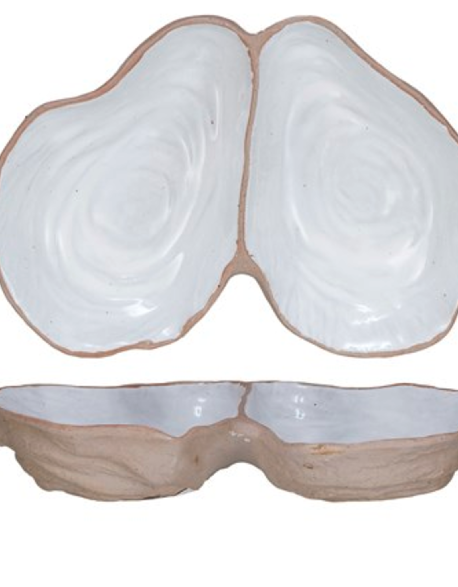 Oyster Shell Shaped Dish with 2 Sections L5.75"