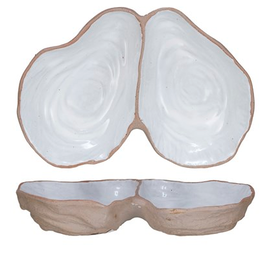 Oyster Shell Shaped Dish with 2 Sections L5.75"