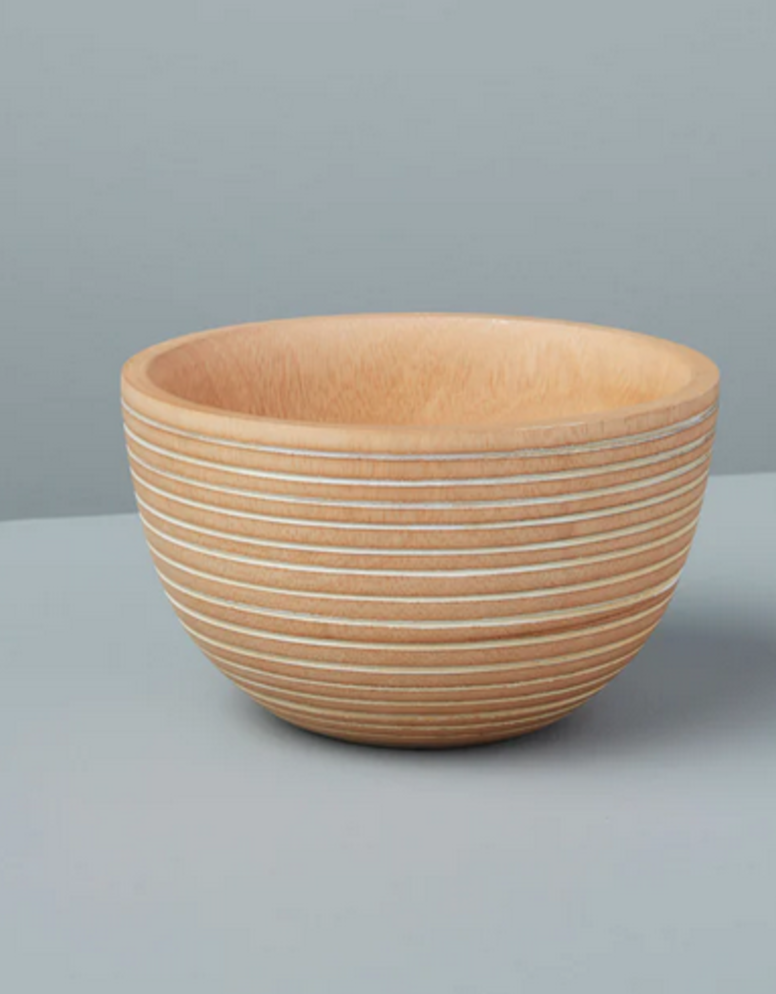 Small White Striped Kiln Mango Wood Bowl D4.5"