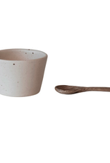 Stoneware Bowl with Mango Wood Spoon