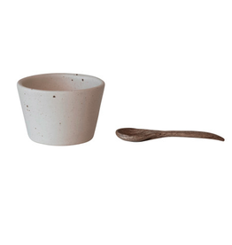 Stoneware Bowl with Mango Wood Spoon