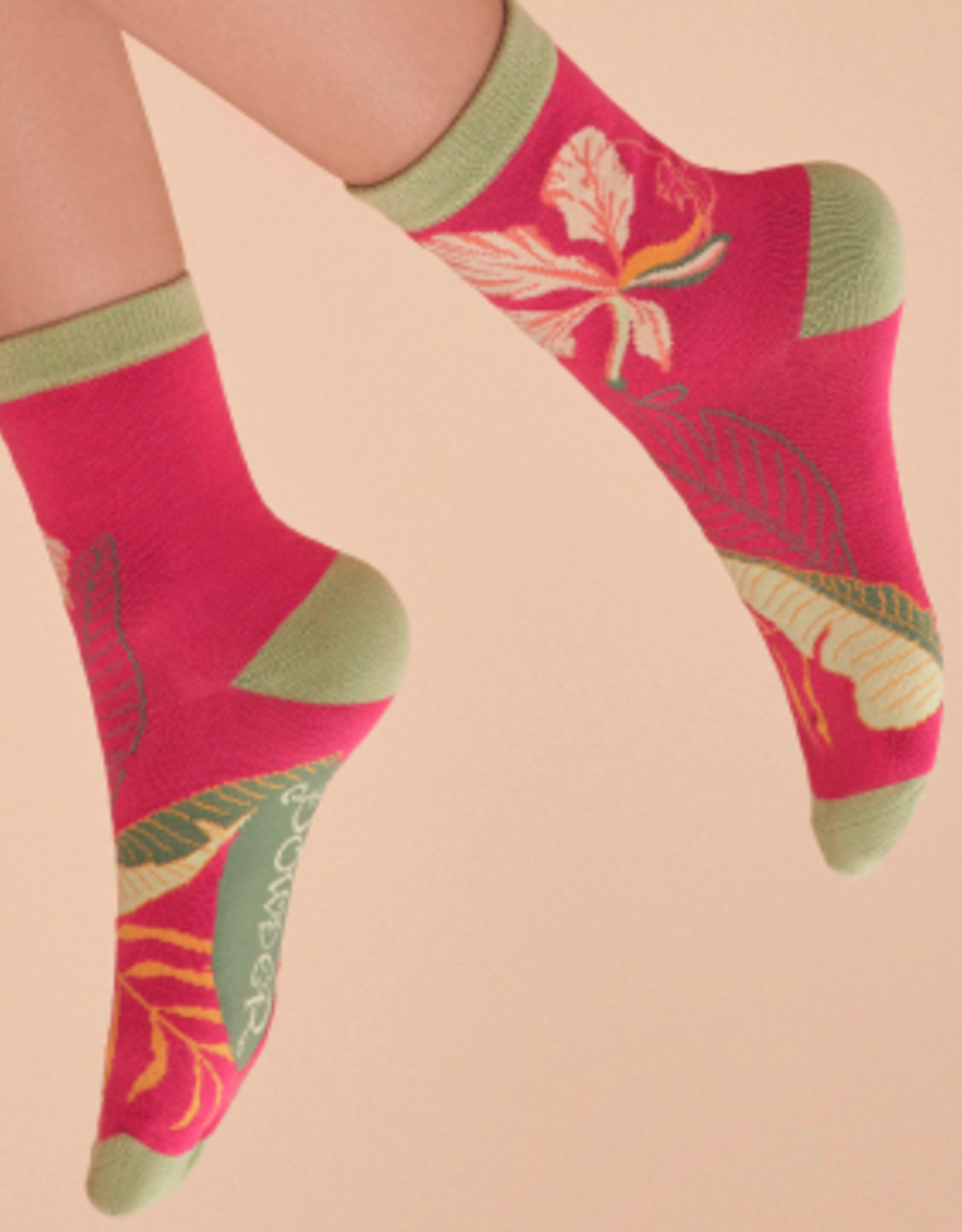 Socks - Delicate Tropical in Dark Rose