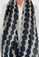 Black/Grey Small Totem Linen Scarf