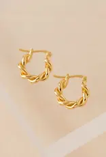 Gold Demi Fine Twist Hinge Hoop Earrings 11mm