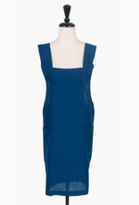 Navy Stone Washed Linen Cross Back Smock Apron