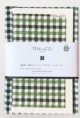 Plaid Green Tea Towel & Sponge Cloth Gift Set