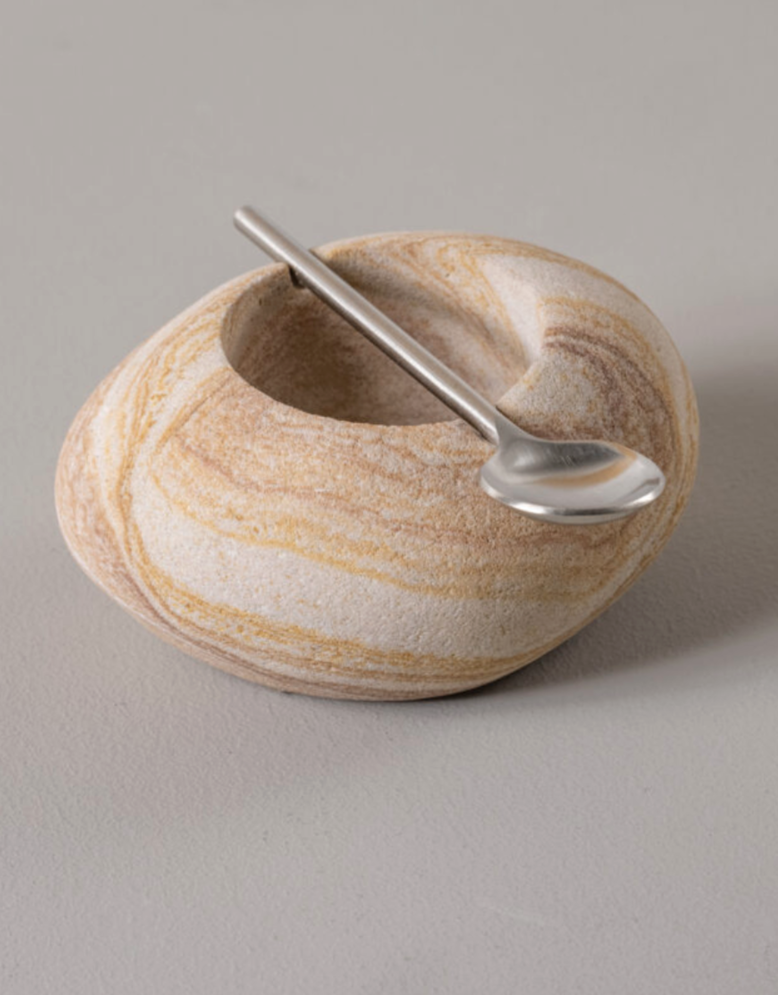 Sandstone Salt Cellar with Spoon