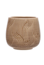 Brown Debossed Stoneware Planter D5.25”