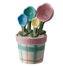 Stoneware Flower Pot Measuring Spoons