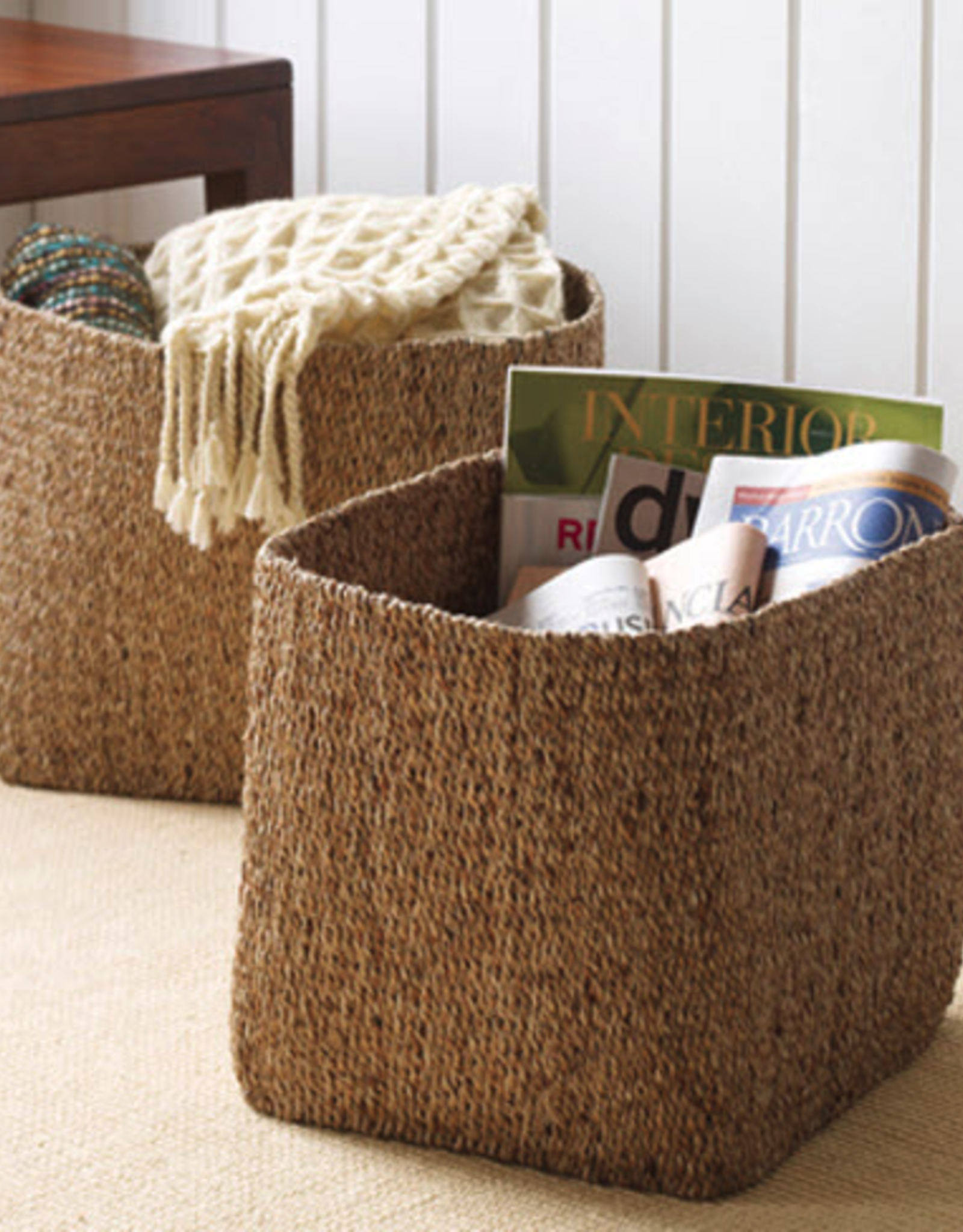 Small Square Water Hyacinth Basket L13"