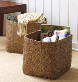 Small Square Water Hyacinth Basket L13"