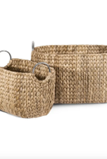 Large Oval Water Hyacinth Basket with Stainless Steel