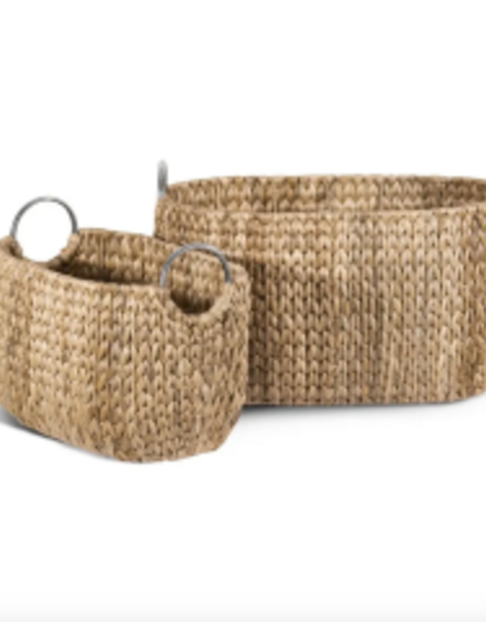 Large Oval Water Hyacinth Basket with Stainless Steel