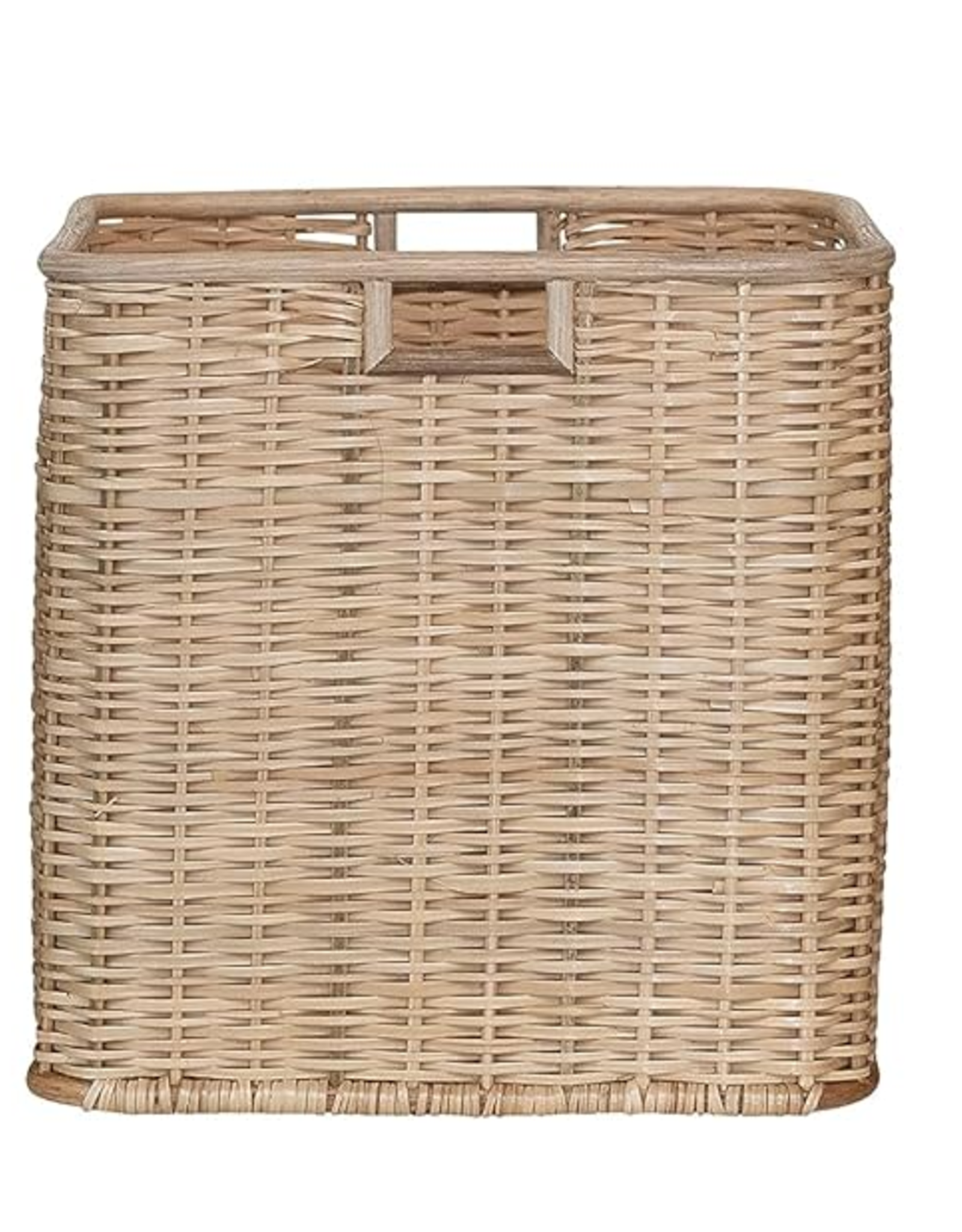 Large Square Hand Made Palm & Rattan Square Basket L16"