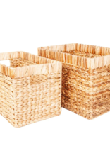 Large Rectangular Woven Water Hyacinth Basket L16" W11"