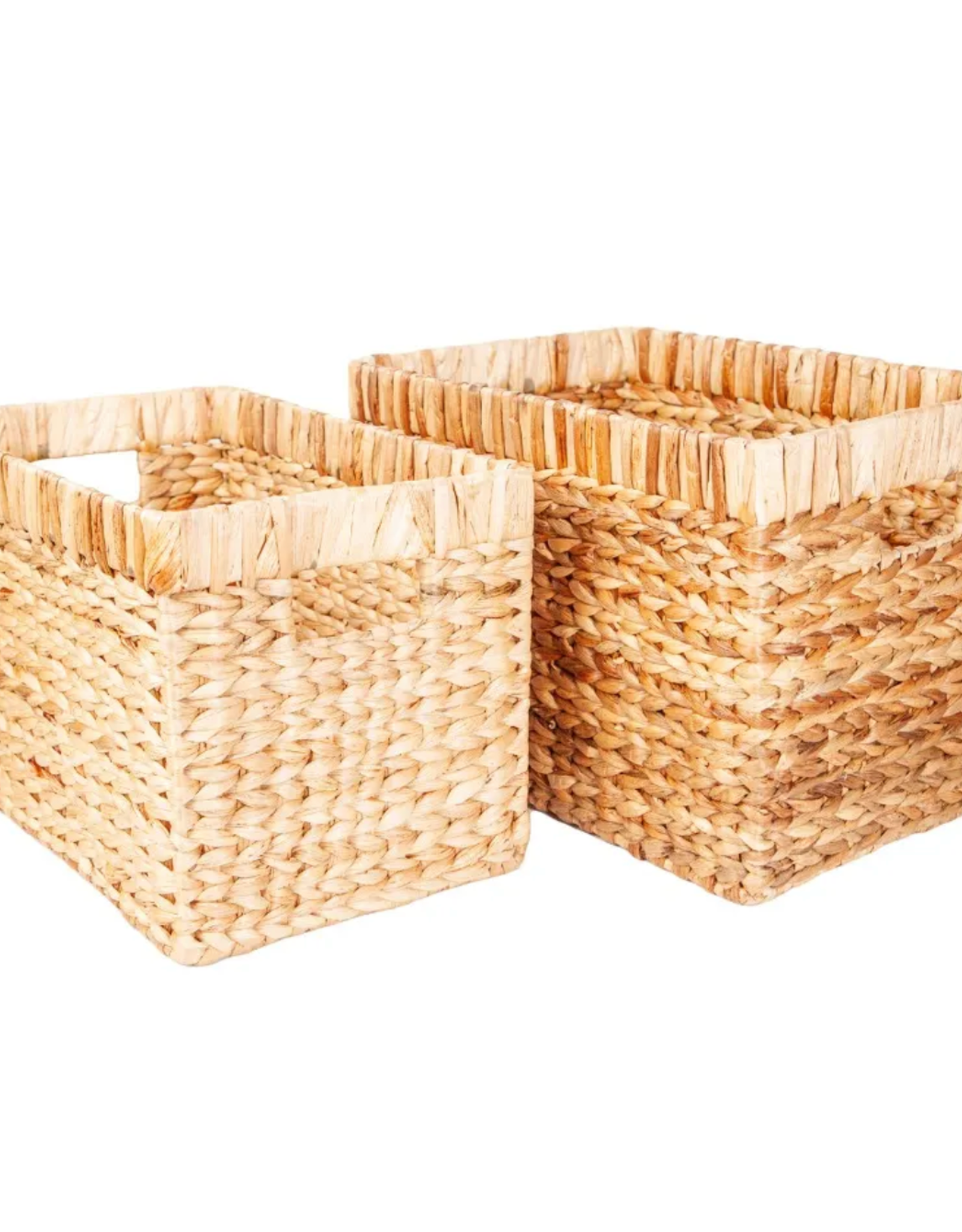 Large Rectangular Woven Water Hyacinth Basket L16" W11"