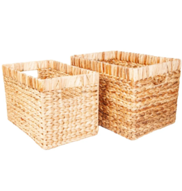 Large Rectangular Woven Water Hyacinth Basket L16" W11"