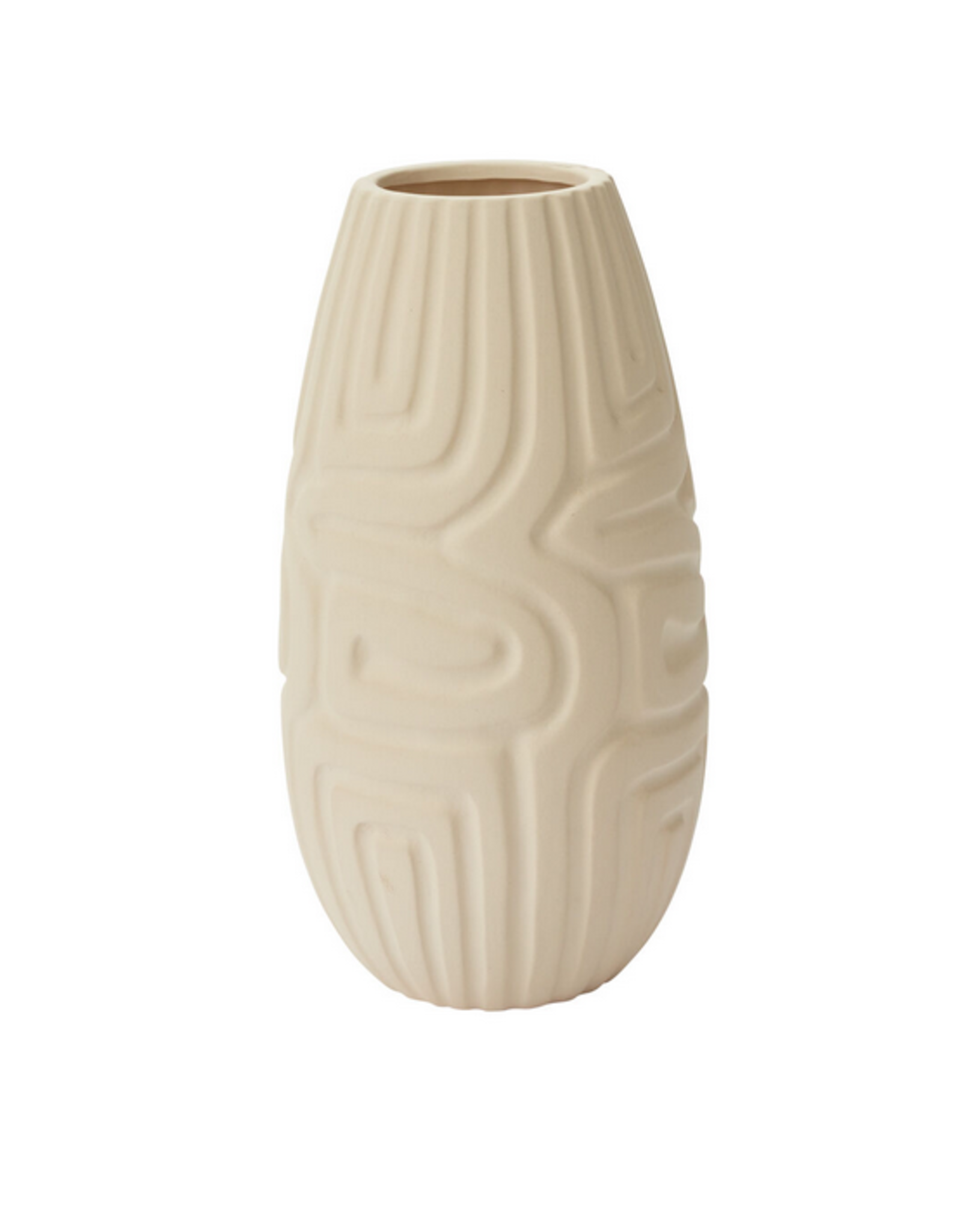 Warm White Minos Oval Vase H14"