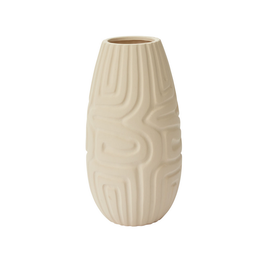 Warm White Minos Oval Vase H14" Warm White Minos Oval Vase H14"