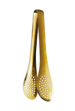 Gold Finish Stainless Steel Slotted Tongs L9"