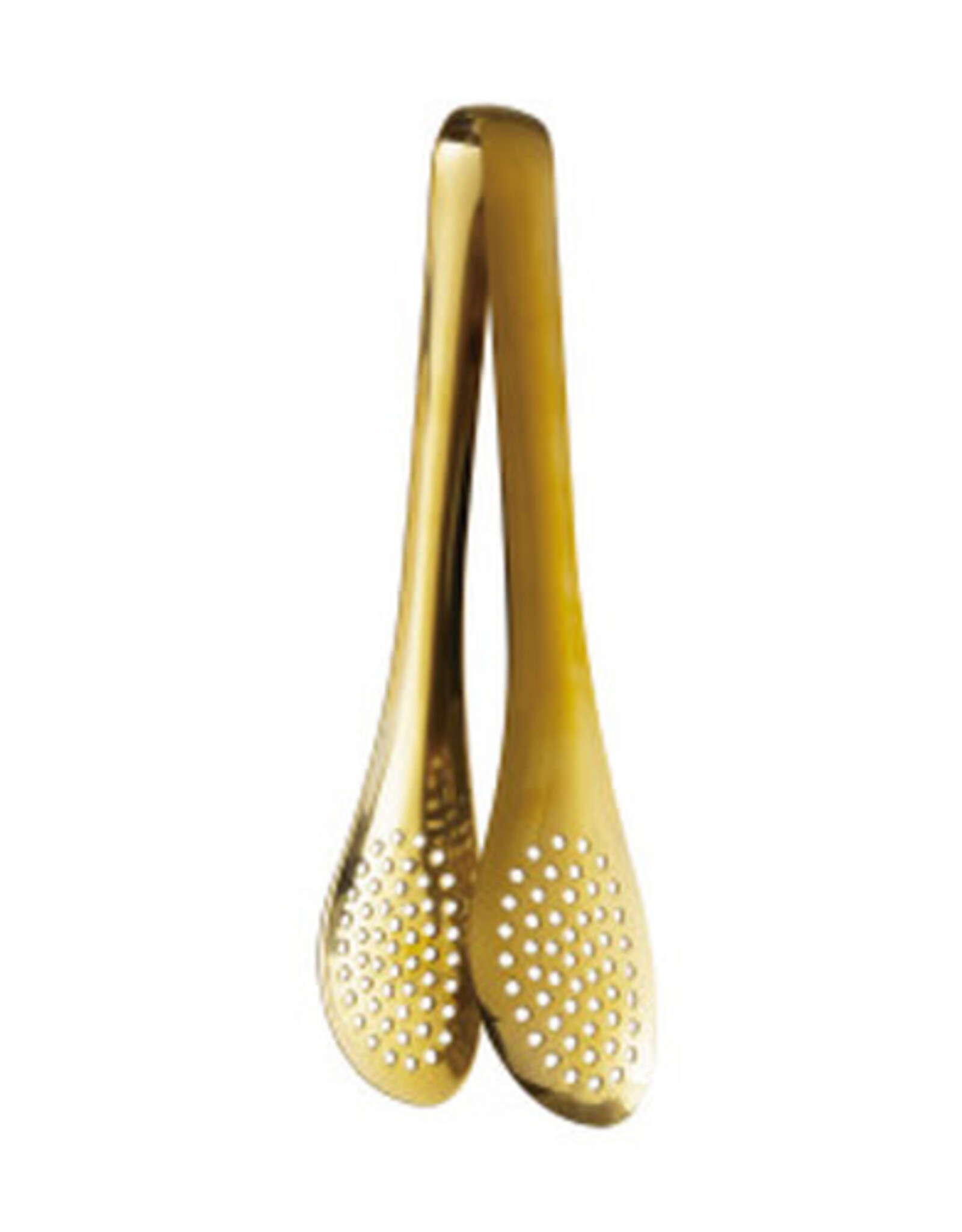 Gold Finish Stainless Steel Slotted Tongs L9"